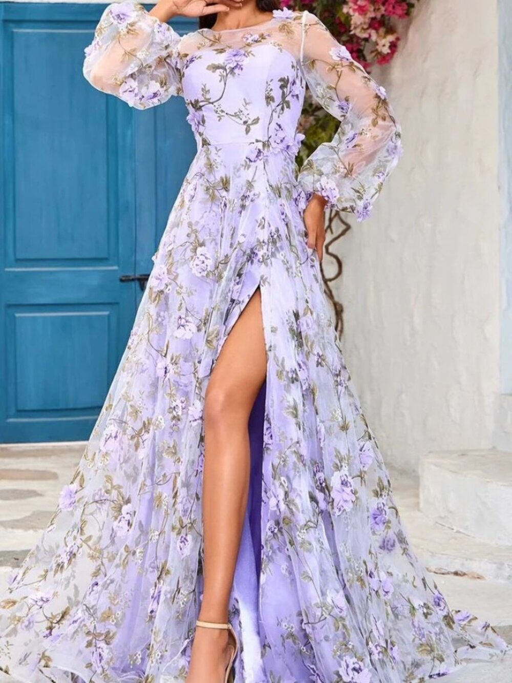 SALE NWT J'Adore Dresses J25004 3D Floral Prom Dress Lilac Size 4